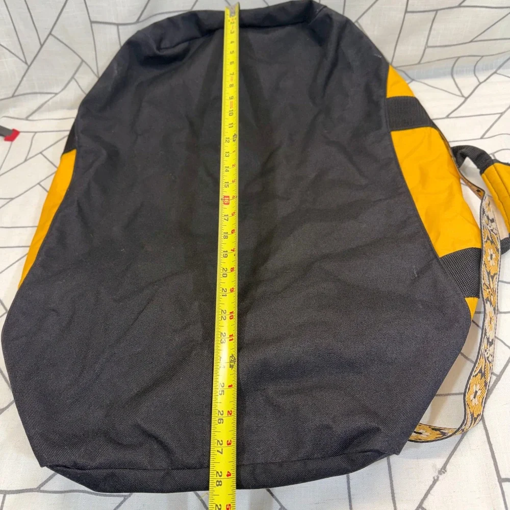 L.L. Bean Duffle Bag Large Yellow Black Floral Strap Travel Luggage Carry On
